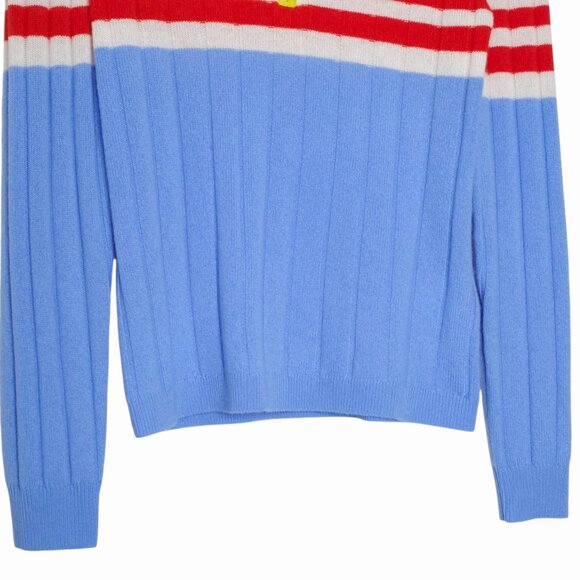 Guest in Residence Track Polo Cashmere Sweater French Blue Quarter Zip Size S - Picture 7 of 13